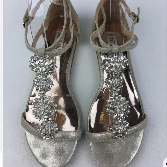 Badgley Mischka Bling Crystals Women Lilli Dress Sandals Size 6 1/2 Silver - Picture 1 of 8